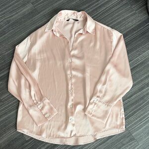 Zara Blush Satin Blouse